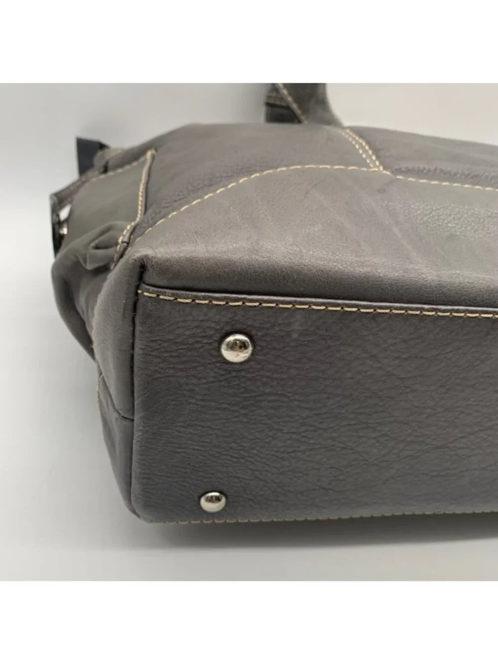 The Real McCoy Grey Pebbled Leather Western Style Tote Bag